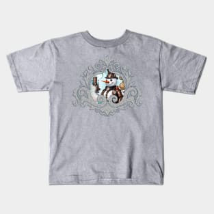 Snowman in Time! Steampunk Snowman Brings Winter Wonderland to Life Kids T-Shirt